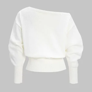 Knit Asymmetrical Long-Sleeve Top