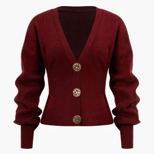 Knit Button V-neck Cardigan