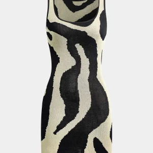 Contrast Sleeveless Knit Mini Dress